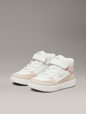 beige/off white/pink toddlers and kids high-top trainers for girls calvin klein jeans