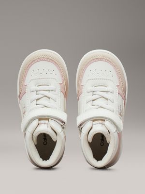 beige/off white/pink toddlers and kids high-top trainers for girls calvin klein jeans