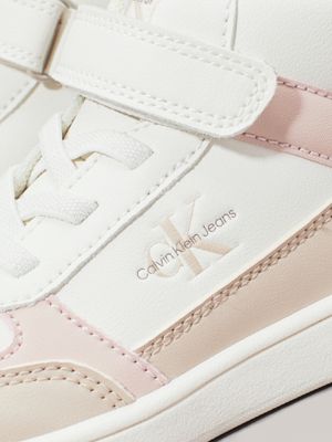 beige/off white/pink toddlers and kids high-top trainers for girls calvin klein jeans