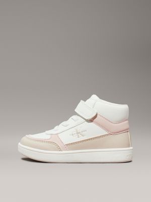 beige/off white/pink toddlers and kids high-top trainers for girls calvin klein jeans