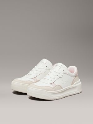 beige/off white/pink kids trainers for girls calvin klein jeans