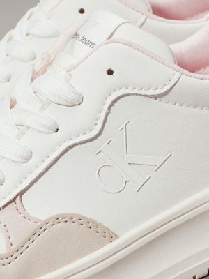 beige/off white/pink kids trainers for girls calvin klein jeans