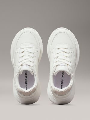 off white/beige kids trainers for girls calvin klein jeans