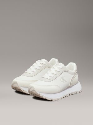 off white/beige kids trainers for girls calvin klein jeans