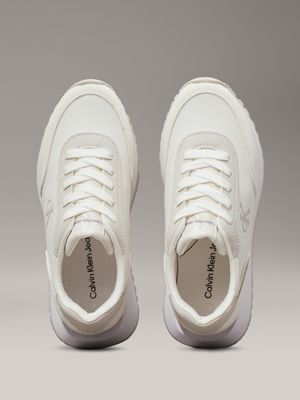 off white/beige kids trainers for girls calvin klein jeans