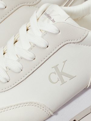 off white/beige kids trainers for girls calvin klein jeans