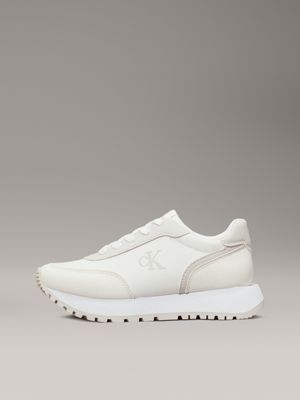 off white/beige kids trainers for girls calvin klein jeans