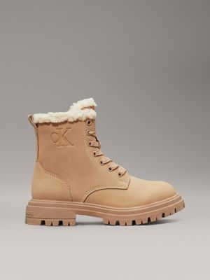 beige kids teddy boots for girls calvin klein jeans