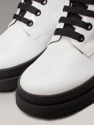 white kids lace-up boots with zip for girls calvin klein jeans