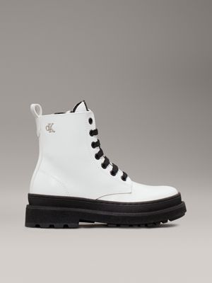 white kids lace-up boots with zip for girls calvin klein jeans