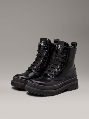 black kids lace-up boots with zip for girls calvin klein jeans