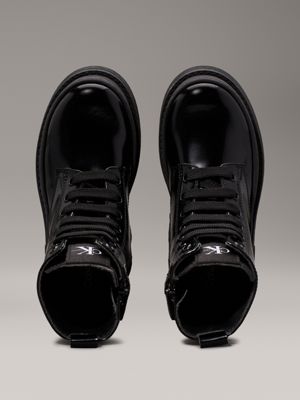 black kids lace-up boots with zip for girls calvin klein jeans