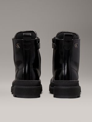 black kids lace-up boots with zip for girls calvin klein jeans