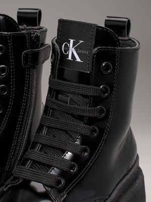 black kids lace-up boots with zip for girls calvin klein jeans