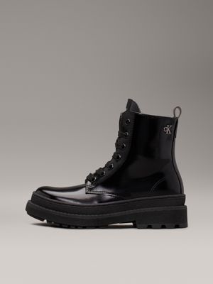 black kids lace-up boots with zip for girls calvin klein jeans