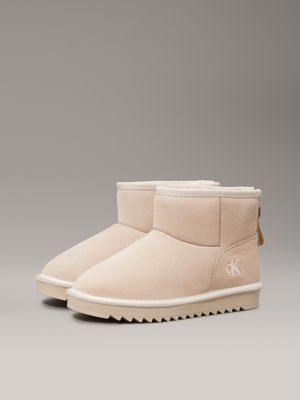 taupe kids suede boots for girls calvin klein jeans