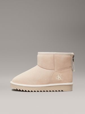 taupe kids suede boots for girls calvin klein jeans