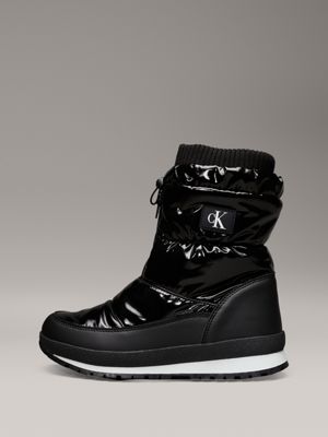 black shiny snowboots for girls calvin klein jeans