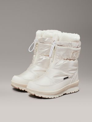 ivory pearlised teddy snowboots for girls calvin klein jeans