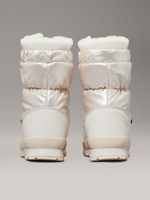 ivory pearlised teddy snowboots for girls calvin klein jeans