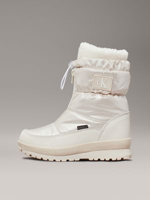 ivory teddy-schneestiefel mit perlenverzierung für mädchen - calvin klein jeans