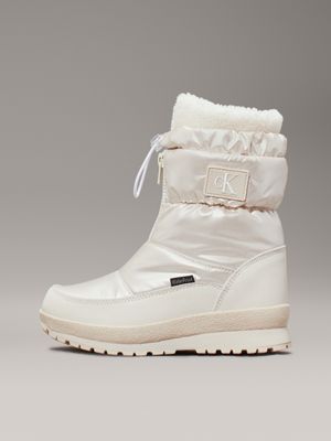 ivory pearlised teddy snowboots for girls calvin klein jeans