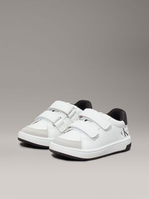 white / black toddlers and kids velcro trainers for kids gender inclusive calvin klein jeans