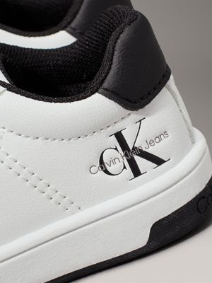 white / black toddlers and kids velcro trainers for kids gender inclusive calvin klein jeans