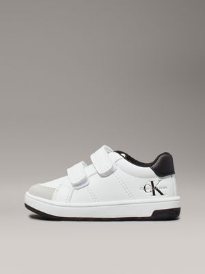 white / black toddlers and kids velcro trainers for kids gender inclusive calvin klein jeans