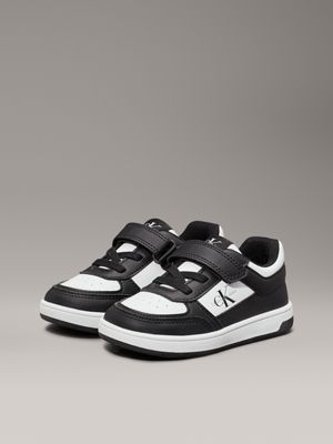 black/white toddlers and kids velcro trainers for kids gender inclusive calvin klein jeans