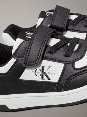 black/white toddlers and kids velcro trainers for kids gender inclusive calvin klein jeans