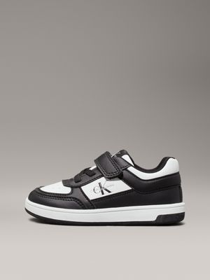 black/white toddlers and kids velcro trainers for kids gender inclusive calvin klein jeans