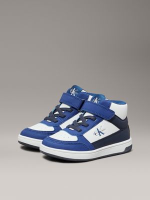 royal/white/blue toddlers and kids high-top trainers for kids gender inclusive calvin klein jeans