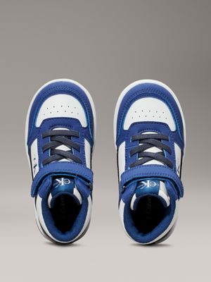 baskets montantes pour enfant et jeune enfant royal/white/blue pour enfants genre inclusif calvin klein jeans