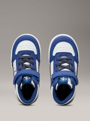 royal/white/blue toddlers and kids high-top trainers for kids gender inclusive calvin klein jeans