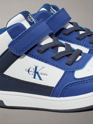 royal/white/blue toddlers and kids high-top trainers for kids gender inclusive calvin klein jeans