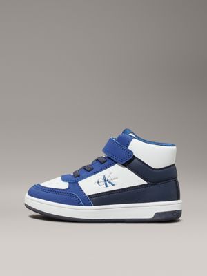 baskets montantes pour enfant et jeune enfant royal/white/blue pour enfants genre inclusif calvin klein jeans