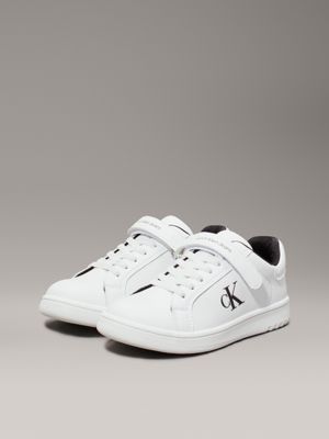 white kids velcro trainers for kids gender inclusive calvin klein jeans