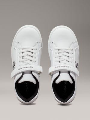 white kids velcro trainers for kids gender inclusive calvin klein jeans