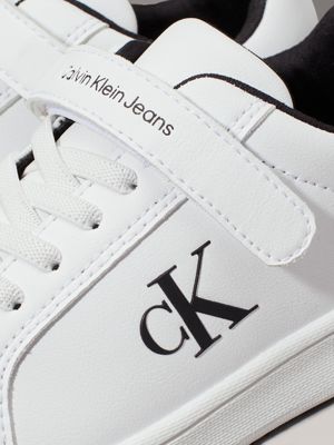 white kids velcro trainers for kids gender inclusive calvin klein jeans