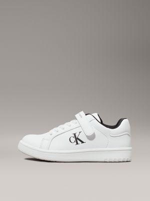 white kids velcro trainers for kids gender inclusive calvin klein jeans