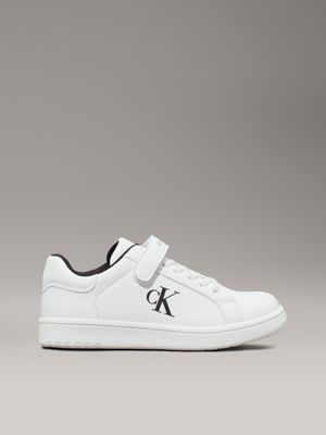 white kids velcro trainers for kids gender inclusive calvin klein jeans