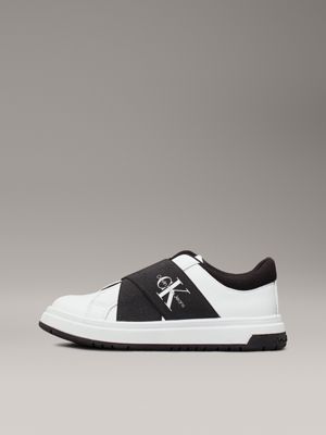 white / black kids slip-on trainers for kids gender inclusive calvin klein jeans