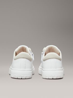 white/beige kids trainers with zip for kids gender inclusive calvin klein jeans