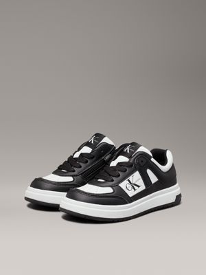 black/white kids trainers with zip for kids gender inclusive calvin klein jeans