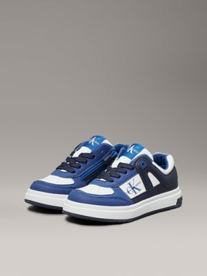 royal/white/blue kids trainers with zip for kids gender inclusive calvin klein jeans