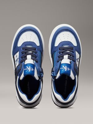 royal/white/blue kids trainers with zip for kids gender inclusive calvin klein jeans