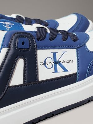 royal/white/blue kids trainers with zip for kids gender inclusive calvin klein jeans