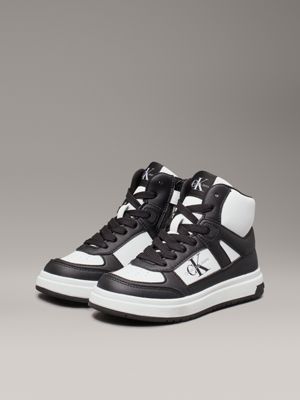 black/white kids high-top trainers for kids gender inclusive calvin klein jeans