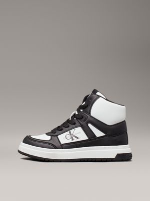 black/white kids high-top trainers for kids gender inclusive calvin klein jeans